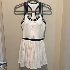 Varley White Tennis Dress with Green Trim